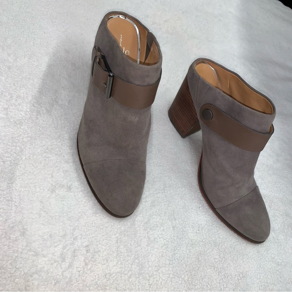 Linea Paolo GUC Gray Suede Leather Block Heel Clog size 8.5 - Picture 2 of 13